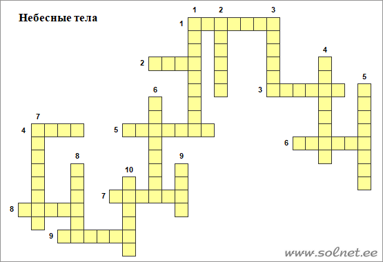 Кроссворд Небесные тела